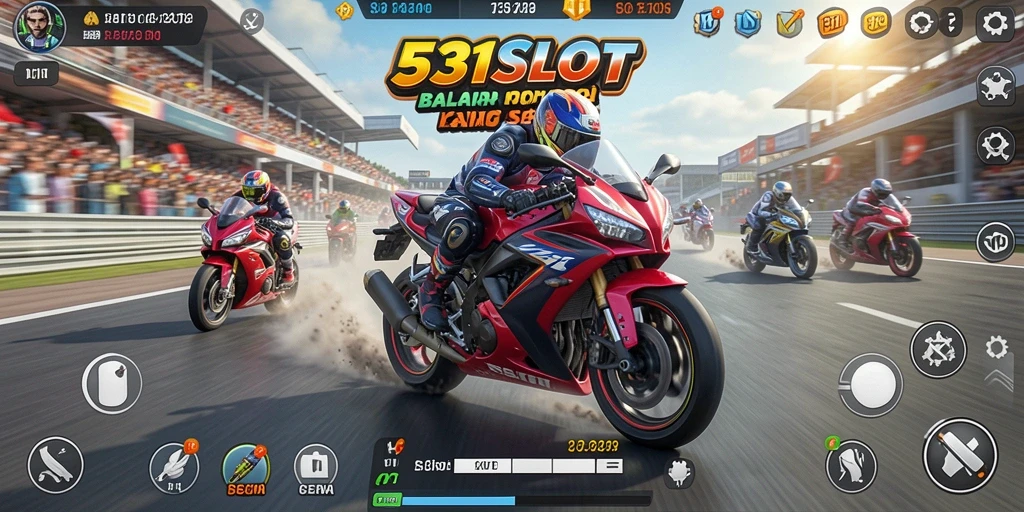 Tampilan aksi balap motor yang menegangkan di 531SLOT.