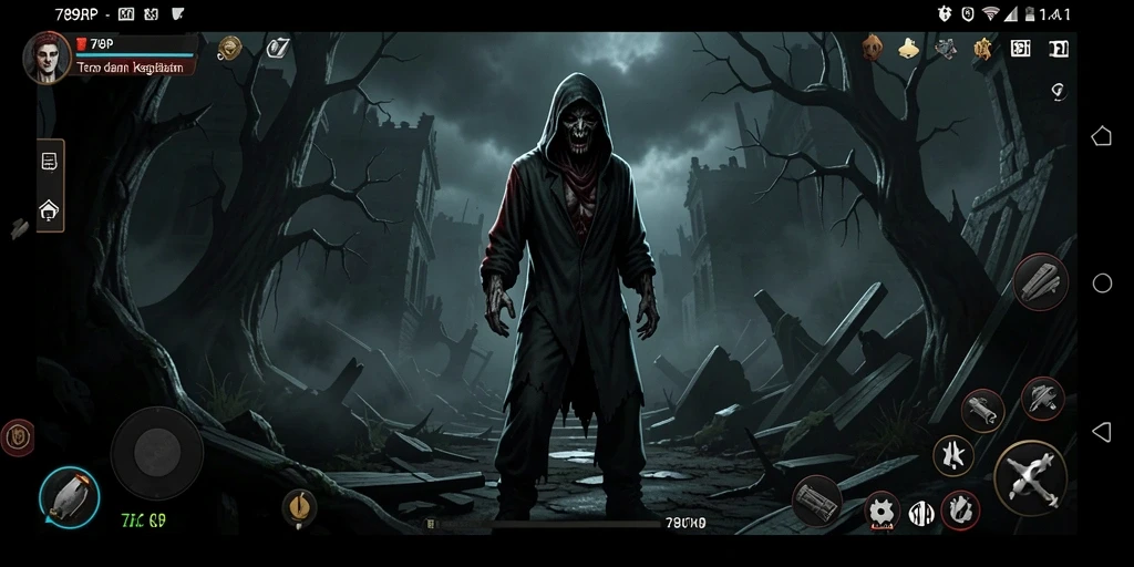 Tangkapan layar gameplay 789RP menampilkan situasi menegangkan di lingkungan horror.