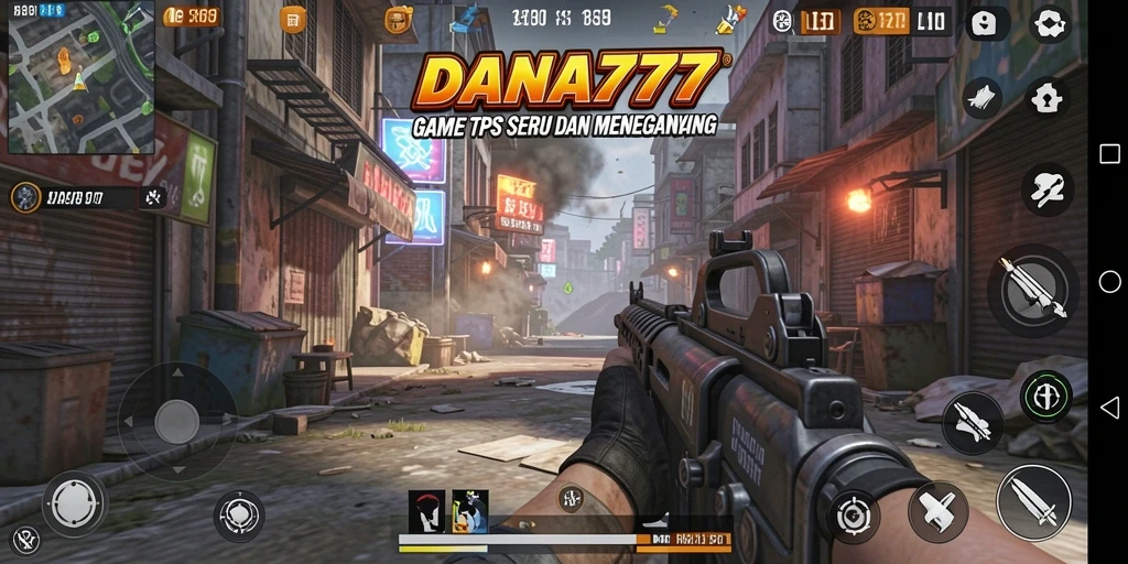 Screenshot DANA777 menunjukkan aksi intens dalam permainan TPS.