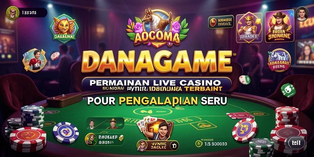 Screenshot utama DANAGAME menampilkan dealer profesional dan gameplay Live Casino yang seru.