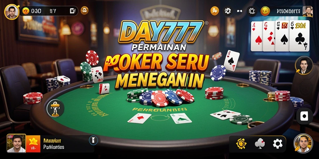 Tampilan menarik dari gameplay Poker di DAY777 dengan pemain aktif.