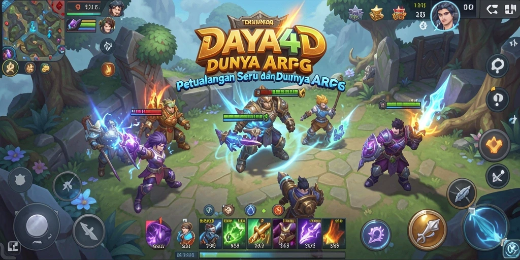 Tampilan aksi seru dalam game ARPG DAYA4D saat karakter berpetualang.