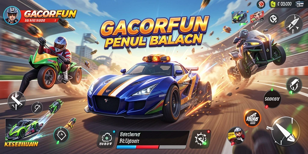 Tampilan gameplay GACORFUN yang mendebarkan saat balapan.