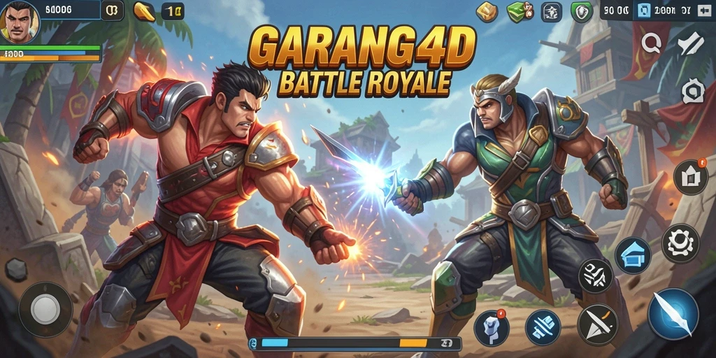 Screenshot menunjukkan pertarungan intens di arena Battle Royale.