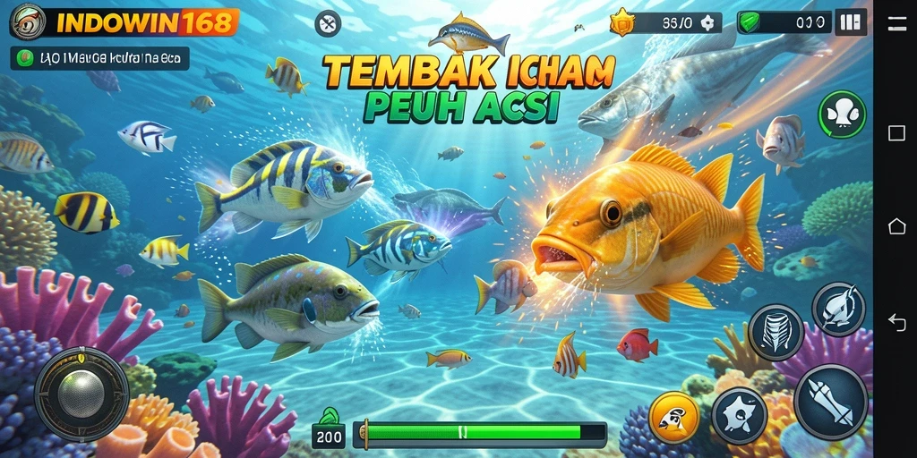 Tampilan gameplay seru Tembak Ikan INDOWIN168.