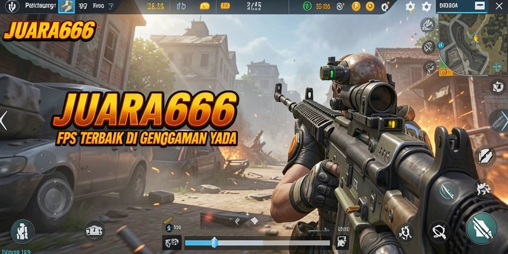 Gameplay seru dalam JUARA666, pertarungan FPS yang menegangkan.