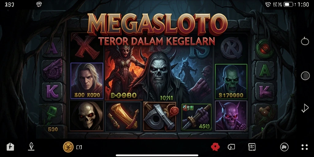 Screenshot gameplay MEGASLOTO menampilkan momen menegangkan di kegelapan.