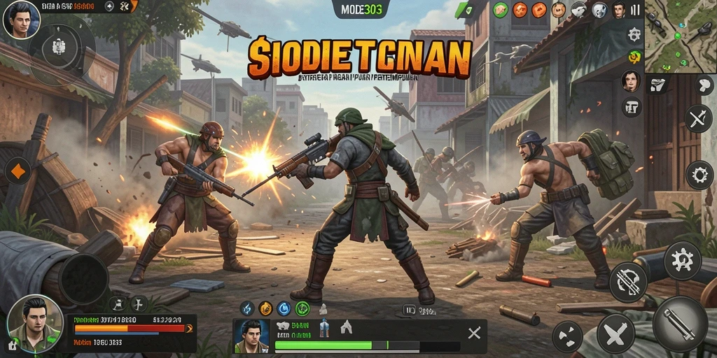 Tangkapan layar menampilkan aksi pertempuran strategis di MODE303.