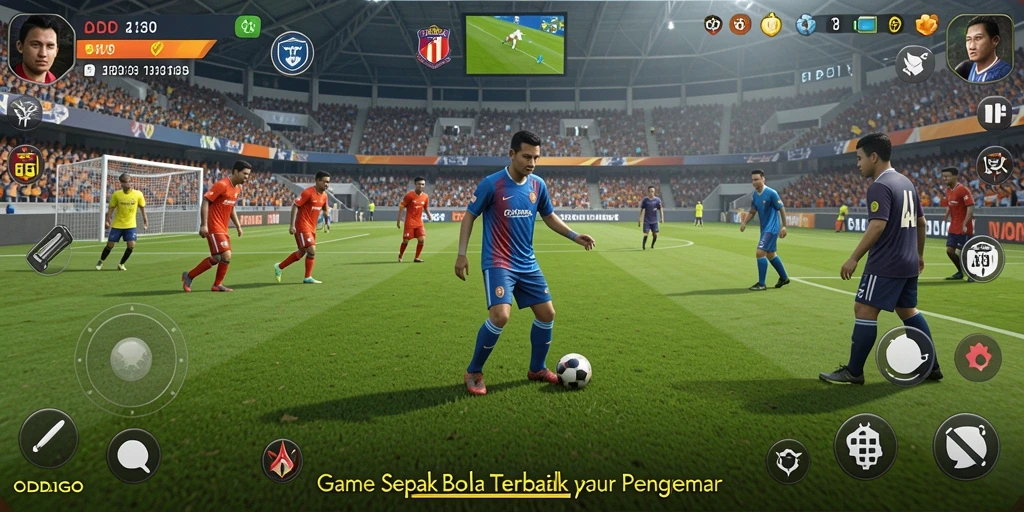 Tampilan gameplay ODDIGO yang mendebarkan dalam aksi sepak bola.