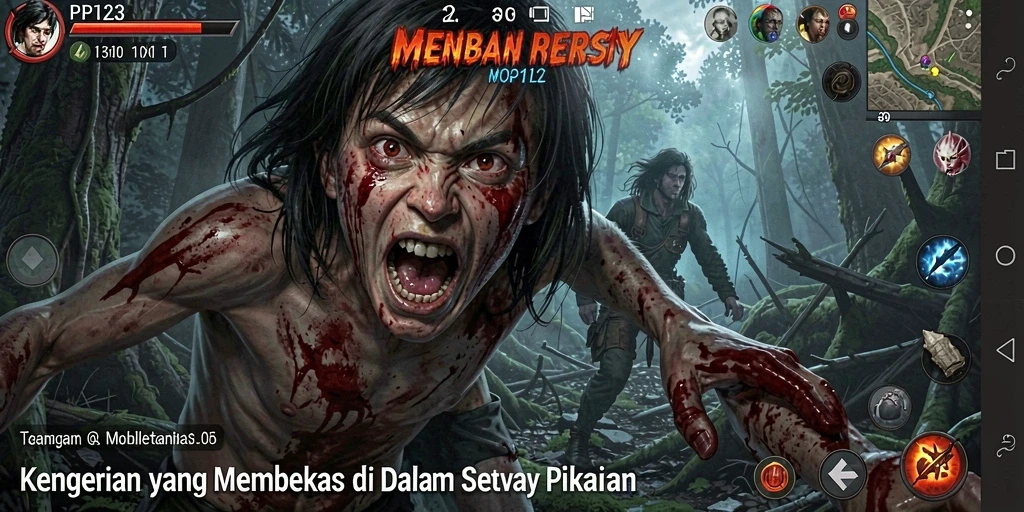 Tangkapan layar gameplay PP123 menampilkan suasana yang gelap dan mencekam.