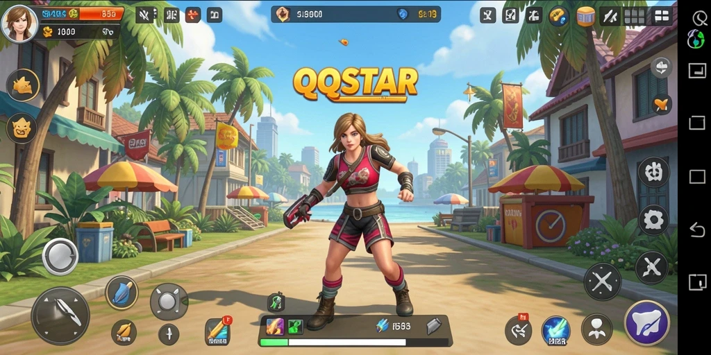 Screenshot gameplay <strong>QQSTAR</strong> menampilkan interaksi karakter dalam simulasi kehidupan.