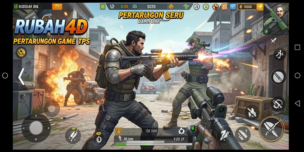 Gameplay intens RUBAH4D dengan aksi tembak-menembak seru.