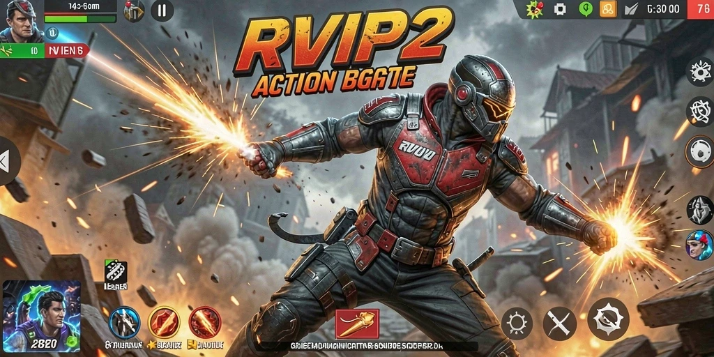 Screenshot dari gameplay RVIP2 dengan aksi bertarung yang intens.