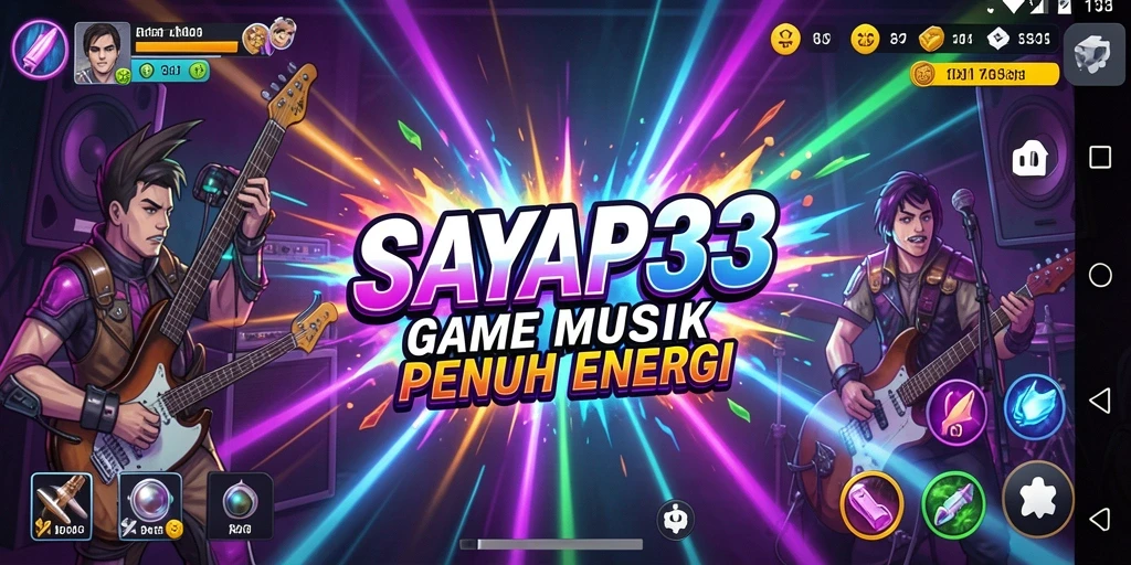 Tampilan gameplay dari aplikasi musik SAYAP33 yang interaktif.