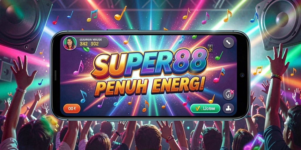 Screenshot SUPER88 menampilkan aksi gameplay musik yang seru.